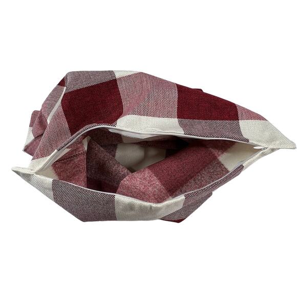 Hwy 50 Pair Throw Pillow Covers Zip Red Buffalo Check 18 x 18 - Picture 8 of 9